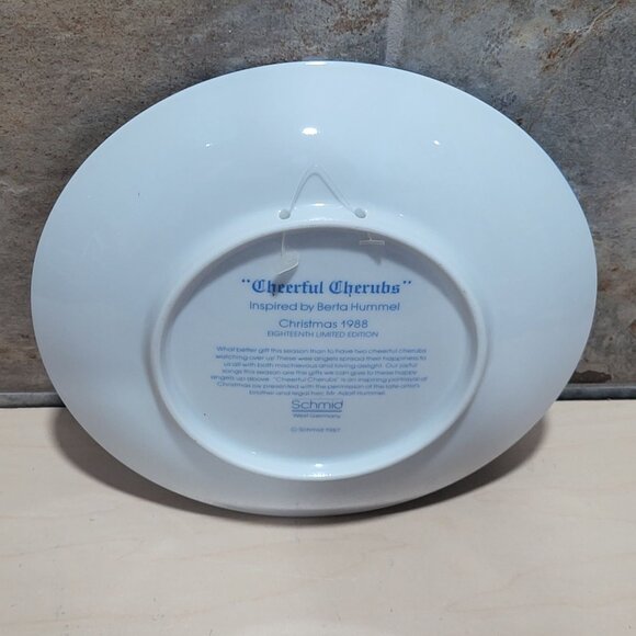 Schmid Hummel Christmas 1988 Cheerful Cherubs Decorative Wall Hanging Plate - Picture 4 of 12